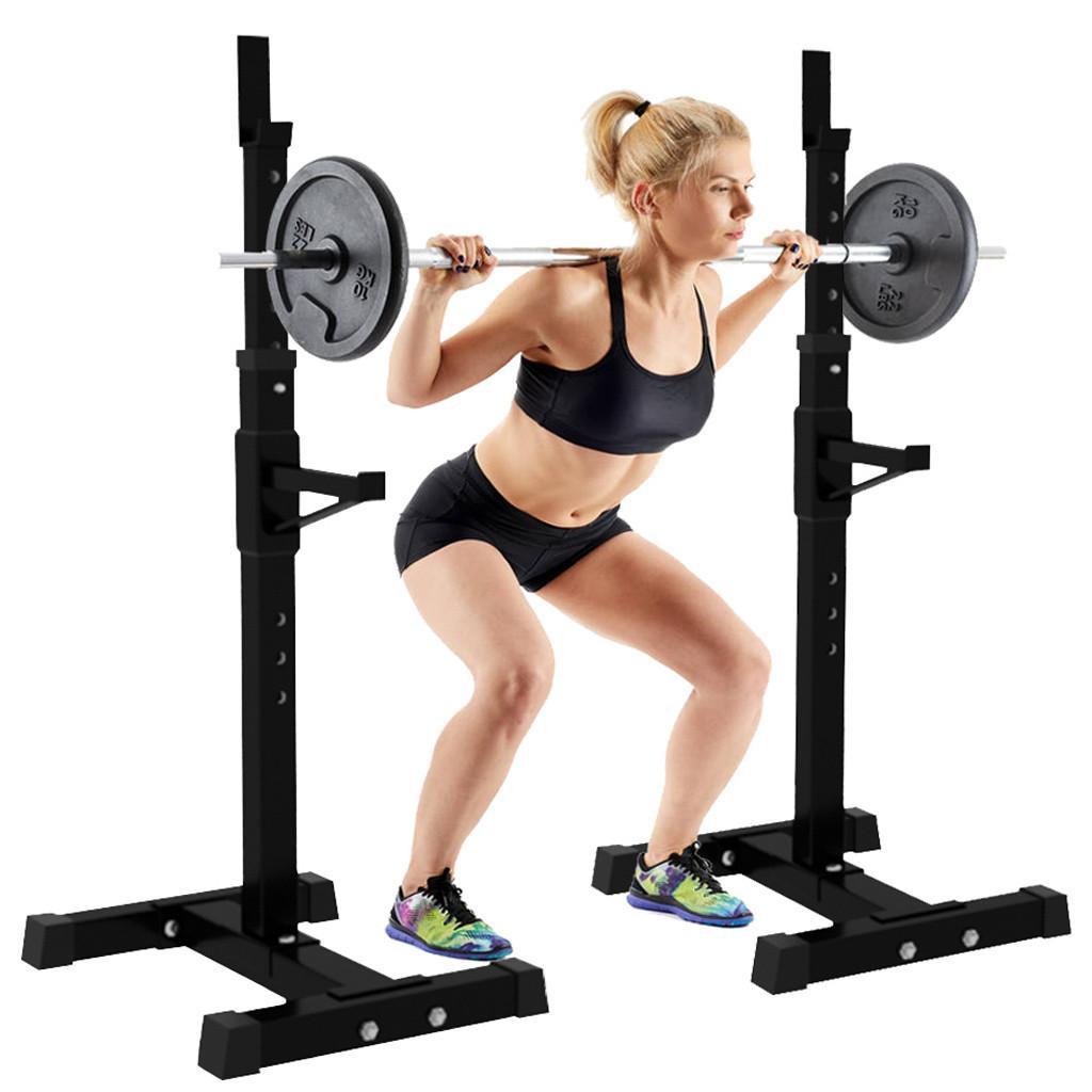 Yotoy Adjustable Squat Rack Dipping Station Barbell Rack Dip Stand Fitness Bench