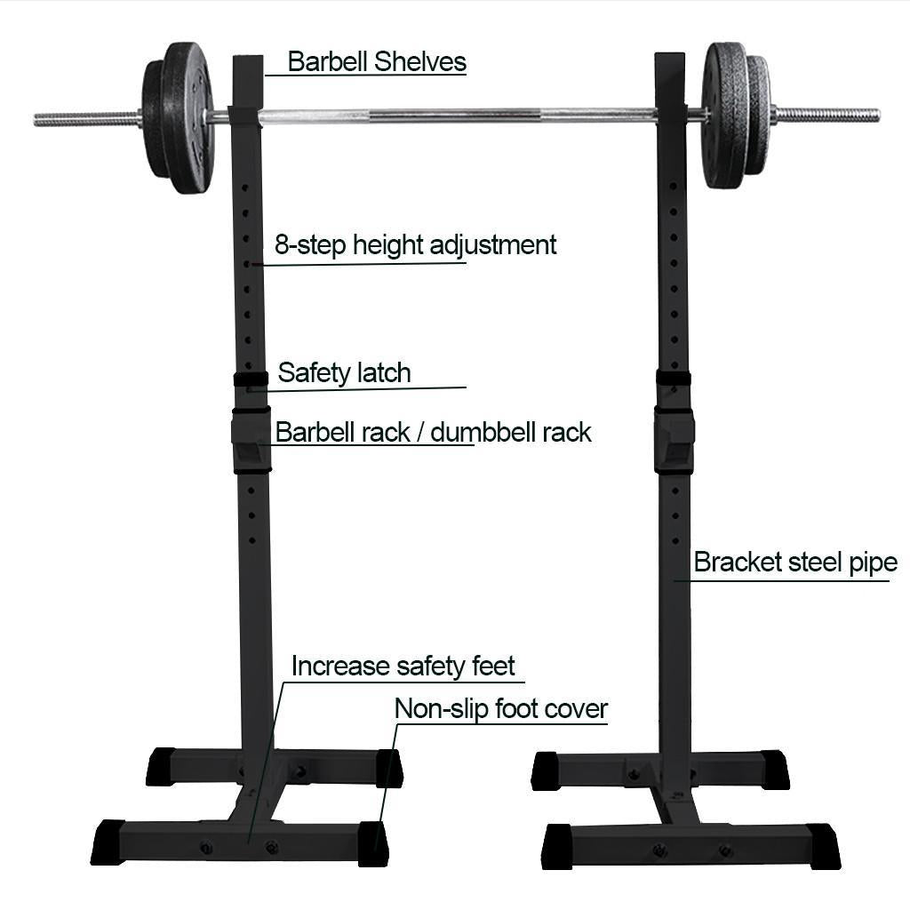 Yotoy Adjustable Squat Rack Dipping Station Barbell Rack Dip Stand Fitness Bench