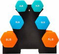 From Colored Neoprene Coated Dumbbell Set with Stand DB-358
