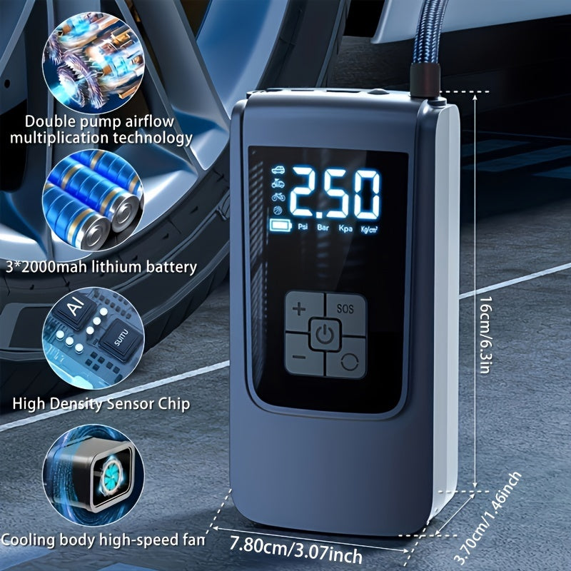 Portable 12V 150psi Car Air Compressor Inflator Pump: Inflate Car, Motorcycle & Bicycle Tires Instantly!