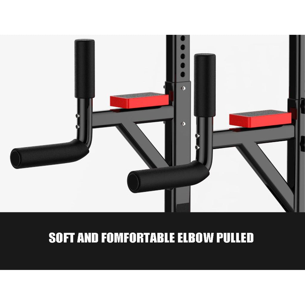 Power Tower Workout Pull Up &amp; Dip Station Adjustable Multi-Function Home Gym Fitness Equipment, 551lb, Black+Red