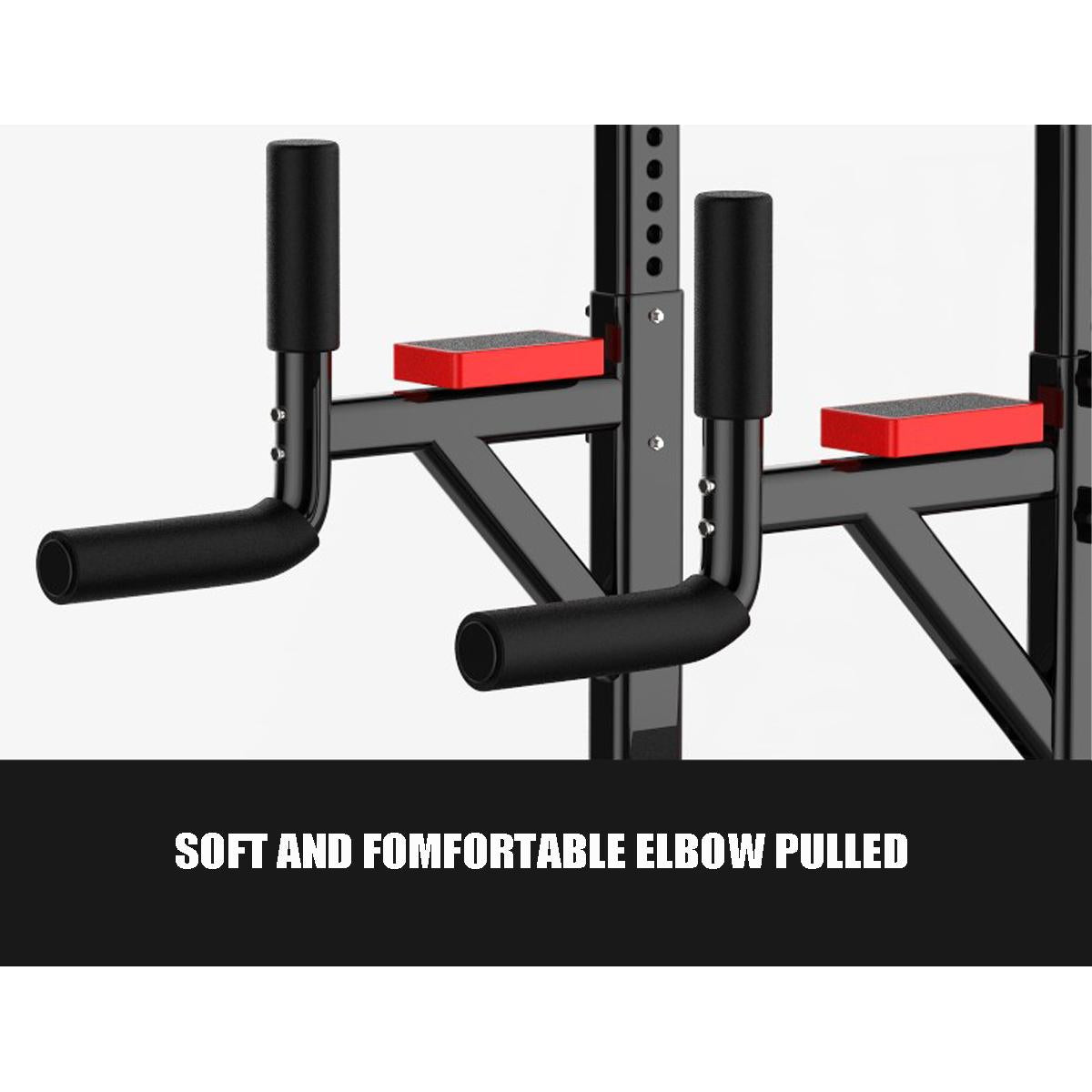Power Tower Workout Pull Up &amp; Dip Station Adjustable Multi-Function Home Gym Fitness Equipment, 551lb, Black+Red