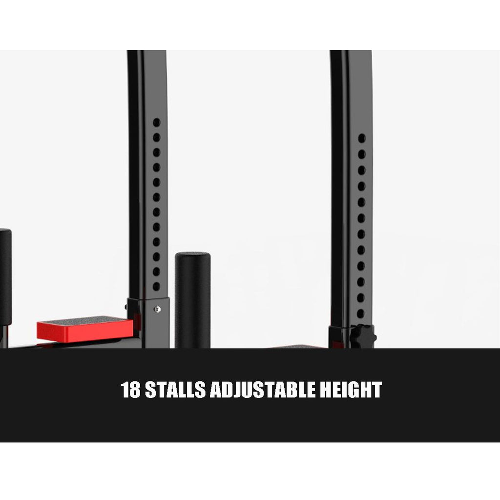 Power Tower Workout Pull Up &amp; Dip Station Adjustable Multi-Function Home Gym Fitness Equipment, 551lb, Black+Red