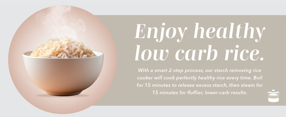 Glass Mini Low Carb Rice Cooker – Holds 2 Cups Raw/Makes 6 Cups Cooked with Auto Lift Filter Basket, Hotpot & Steamer for Rice, Grains, Digital Panel with Keep Warm, Cream