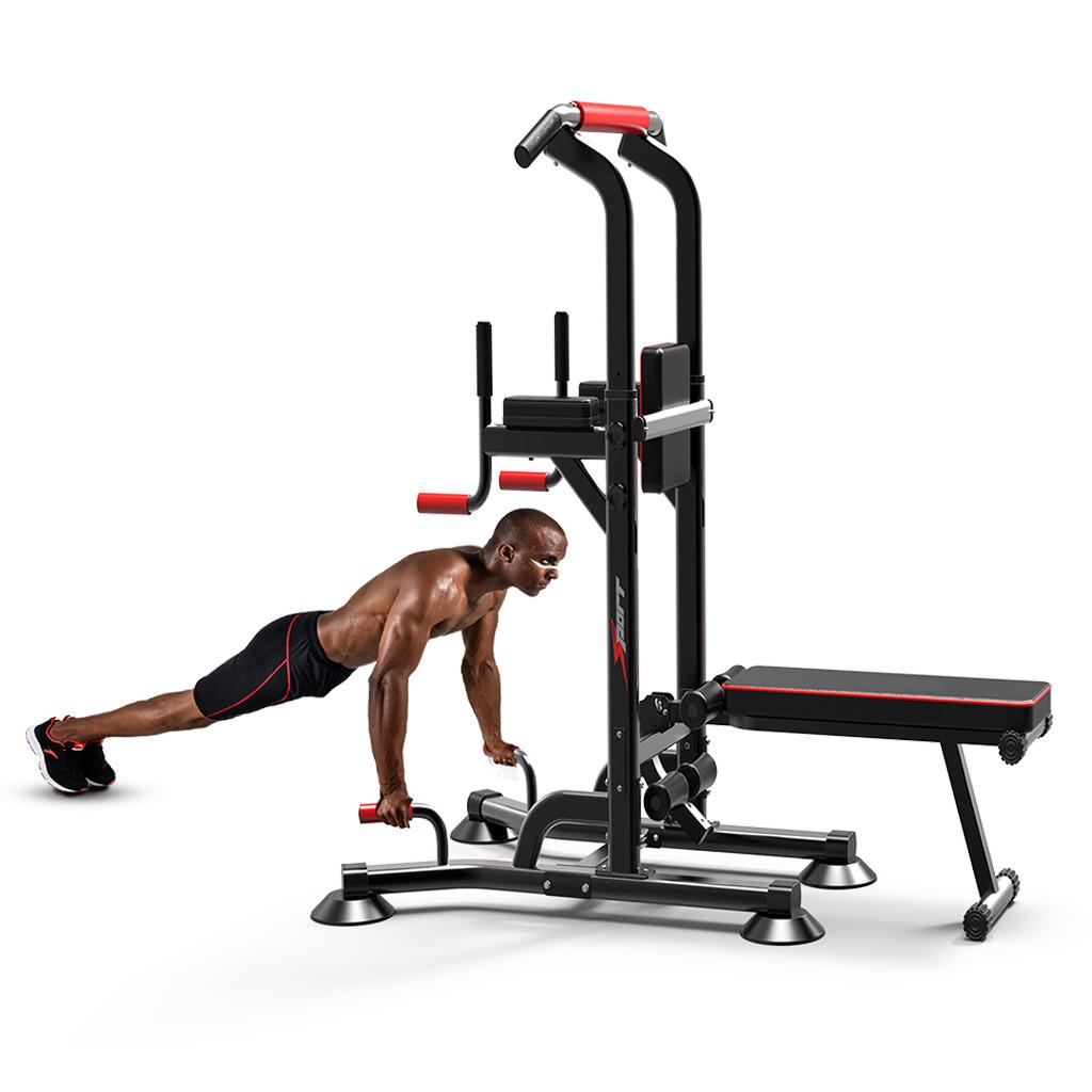 uaswguDFS Strength Training Power Tower, with Dumbbell Bench, for Home Gym, Black