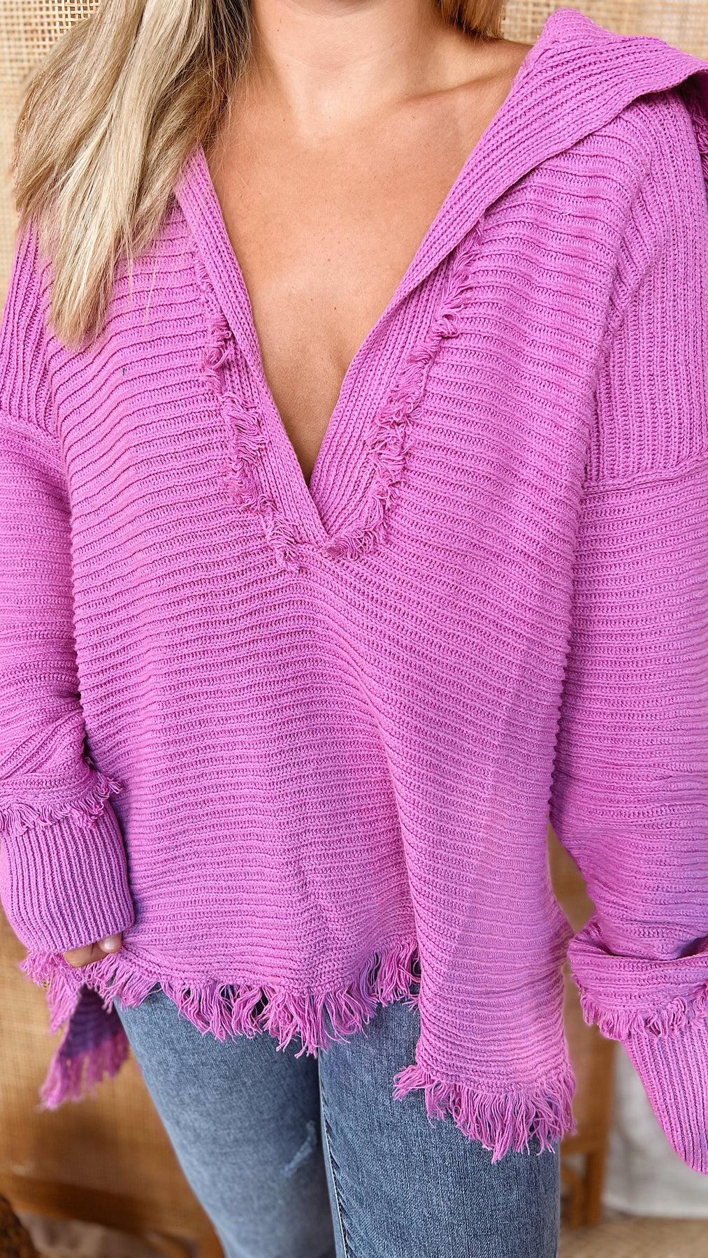 The Very Berry Distressed Sweater