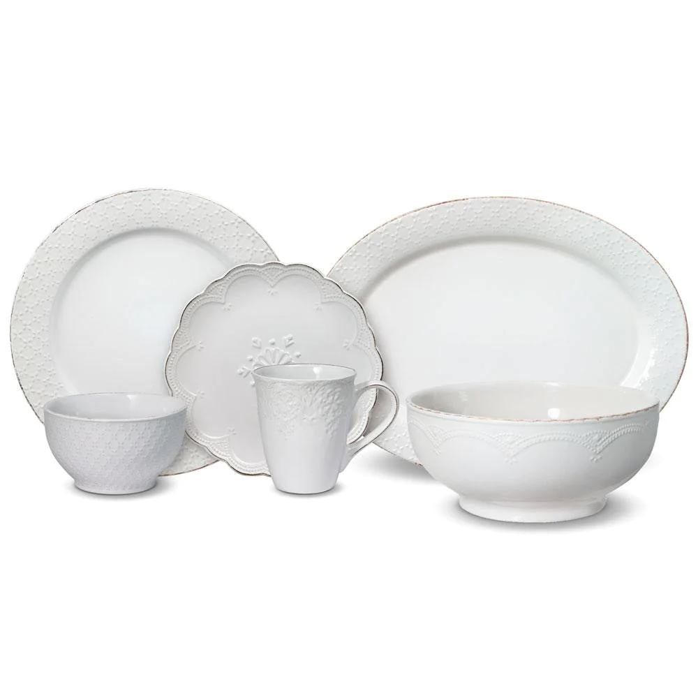 French Lace White Service for 8 with Serveware