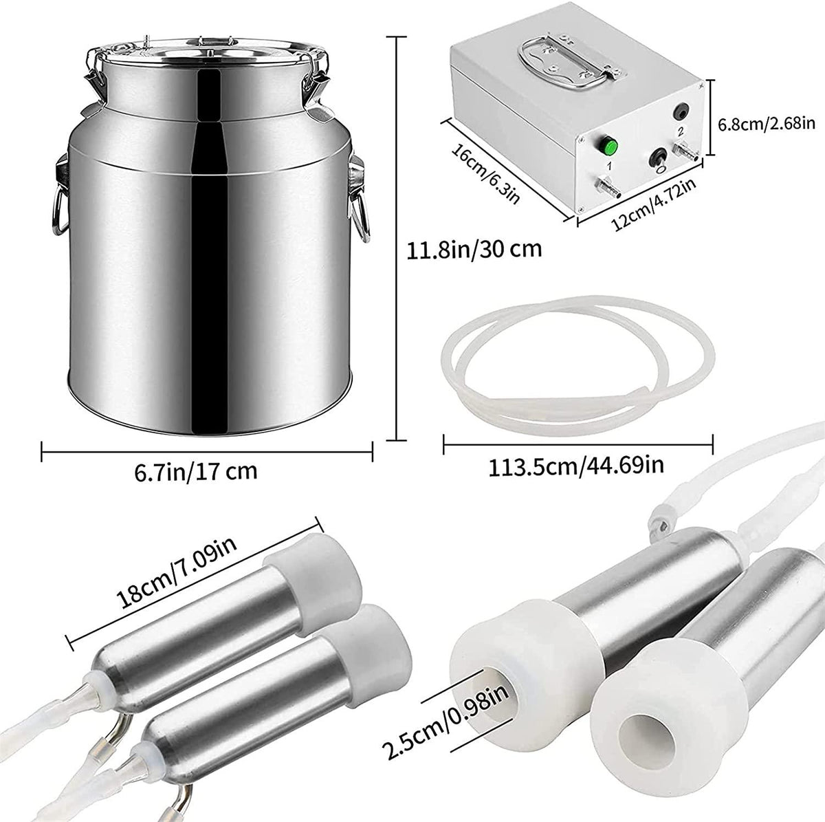 qlwykj 14l/7l electric goat milking machine stainless steel electric vacuum pulsation suction pump milker machine with vacuum-pulse pump portable farm milking machine for cow goat sheep livestock