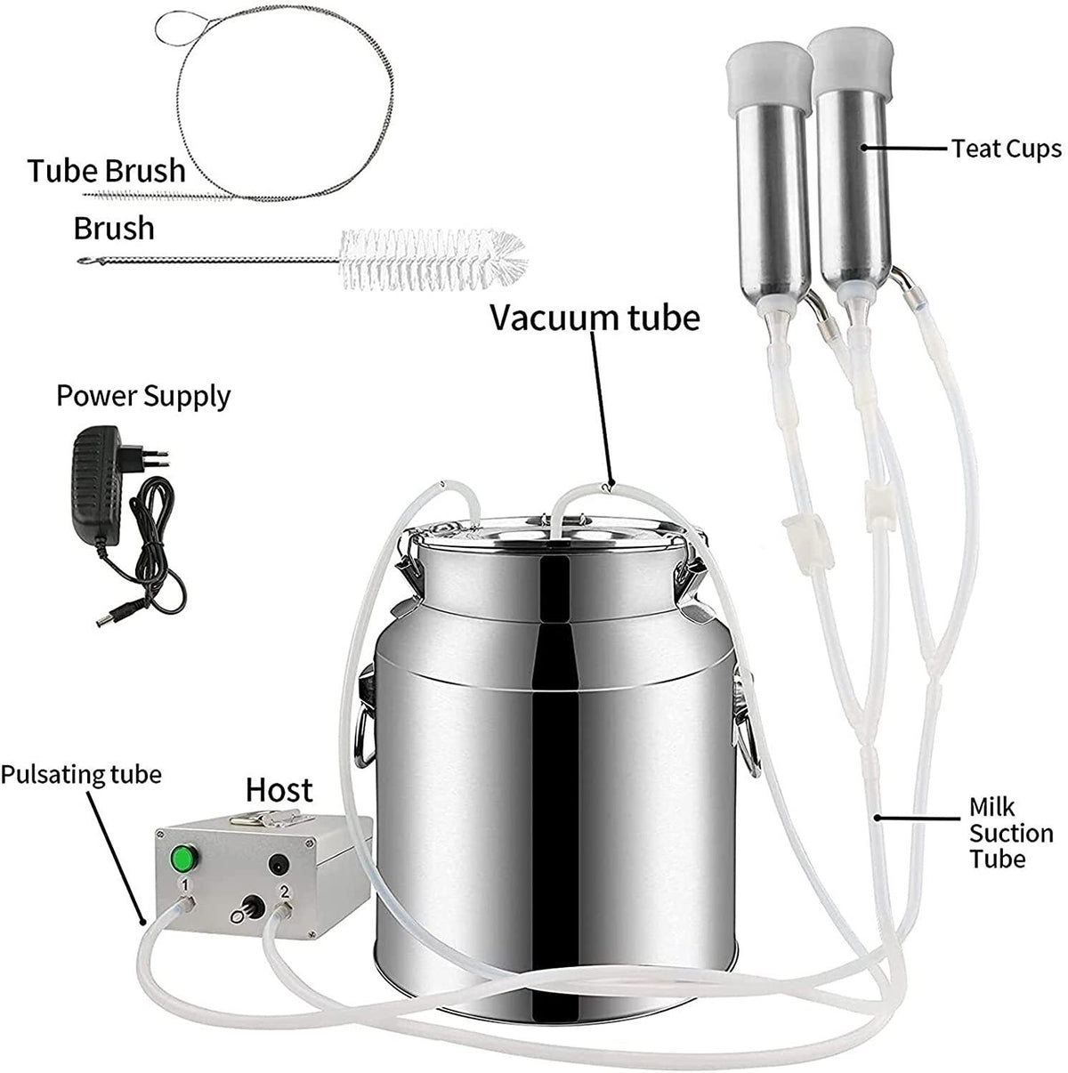 qlwykj cow milker machine electric,pulsation vacuum pump cow milker, automatic portable livestock milking equipment