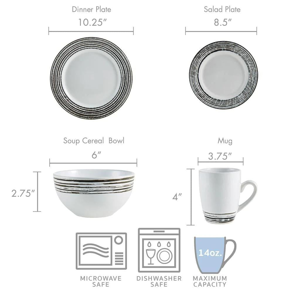 Bryson White 16 Piece Dinnerware Set, Service for 4