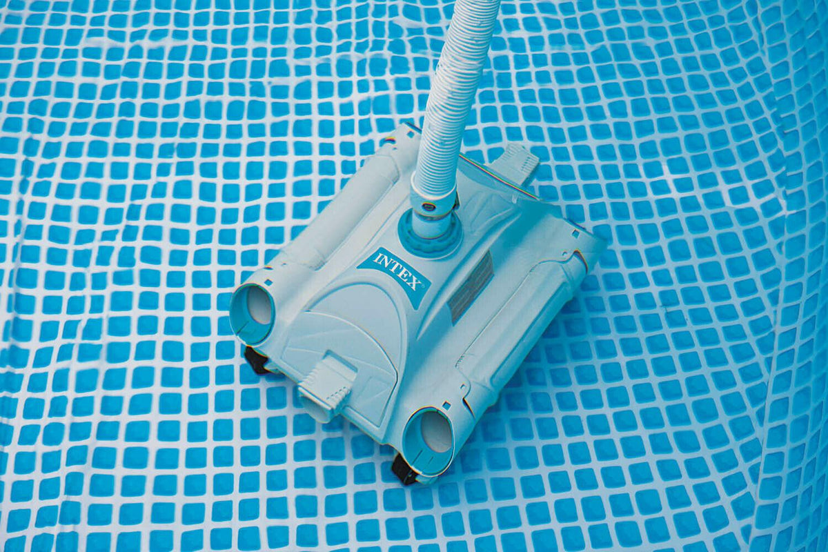 intex  automatic pool side vacuum cleaner w/ 24’ hose &amp; hydro tools pool skimmer