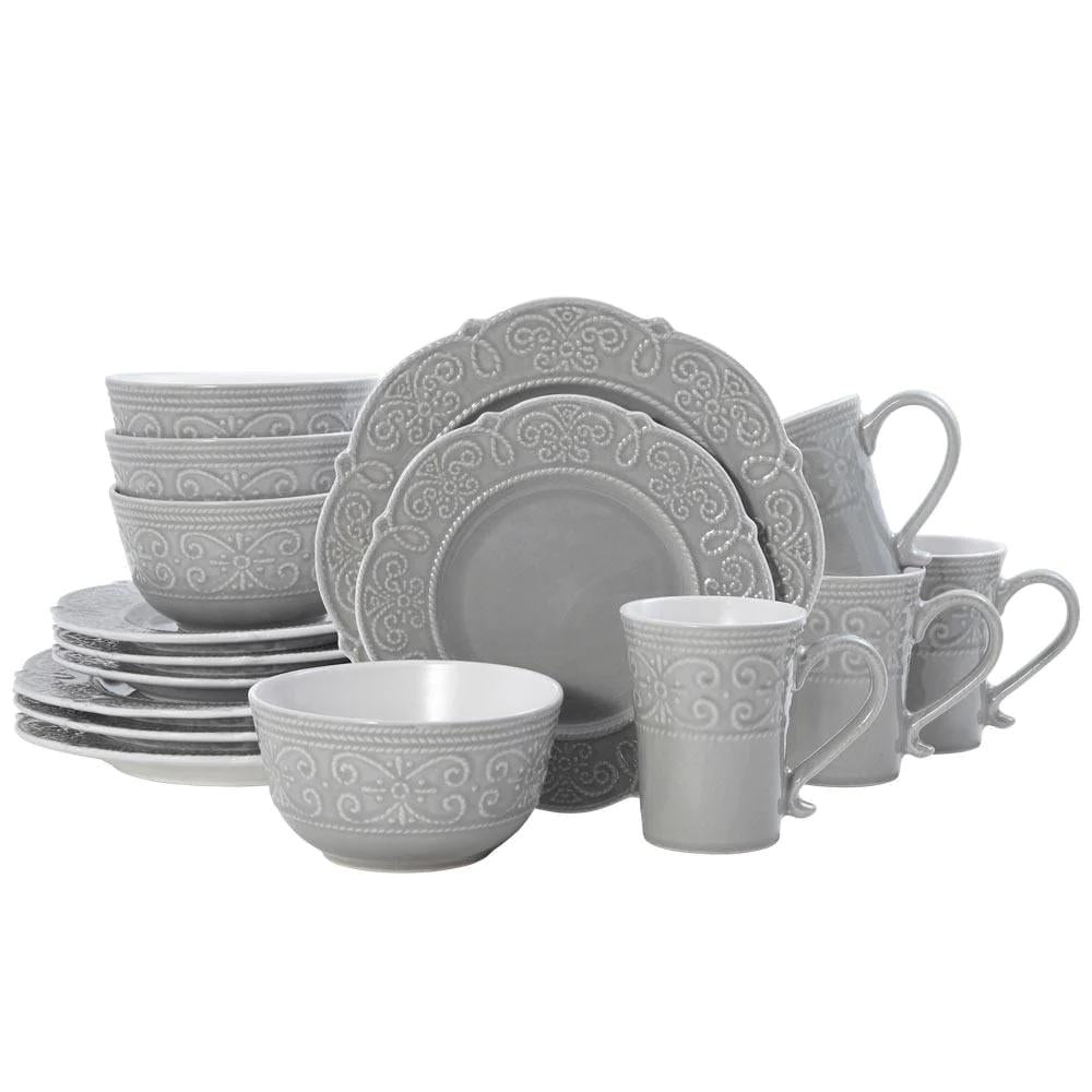 Abby Gray 16 Piece Dinnerware Set, Service for 4