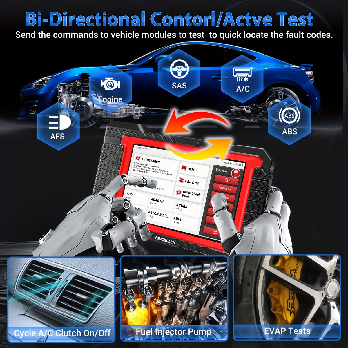 KINGBOLEN K7 OBD2 Scanner ECU Coding Active Test 28 Resets AF Reset ALL System Auto Diagnostic Tools 3 Years Update