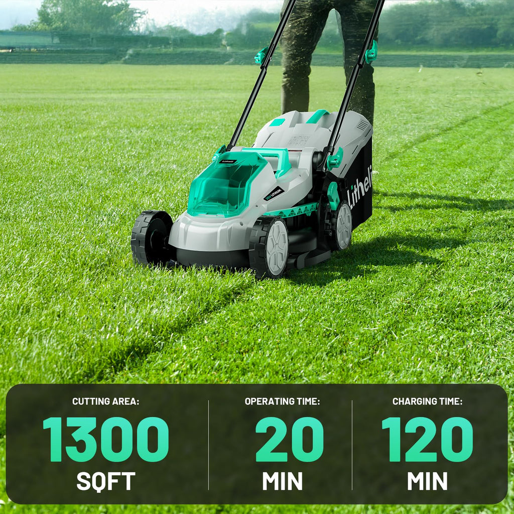 20V 13" Cordless Lawn Mower, Electric Lawn Mowers for Garden, Yard and Farm, 5 Heights, with Brushless Motor, 4.0Ah Battery &amp; Charger Included