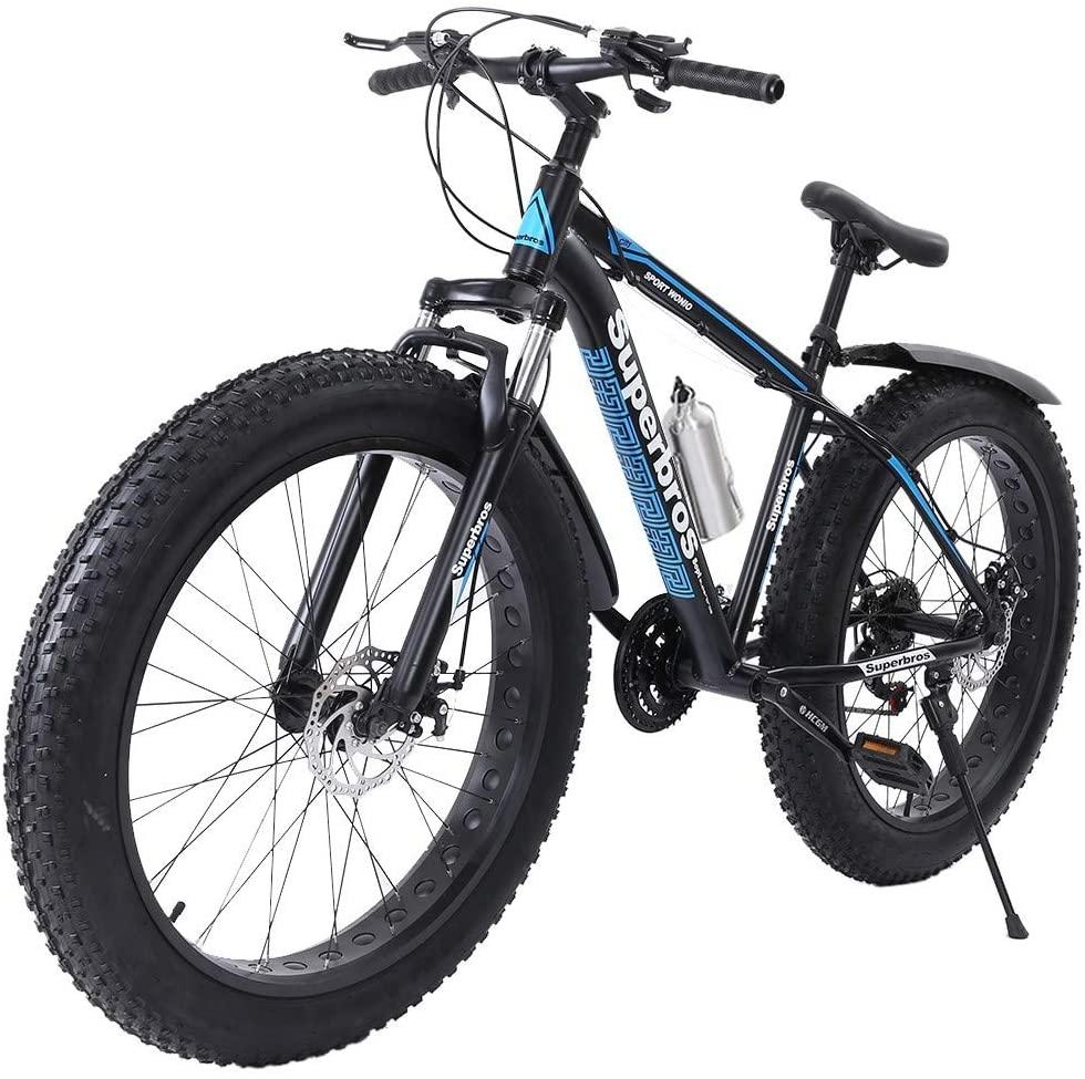 Fat Tire Mens Mountain Bike,17-Inch/Medium High-Tensile Aluminum Frame, 21-Speed, 26-inch Wheels,4.0 Fat tire MTB Mountain Bike for Mens,Outdoor Bicycle Aluminum Frame, up to 440lbs