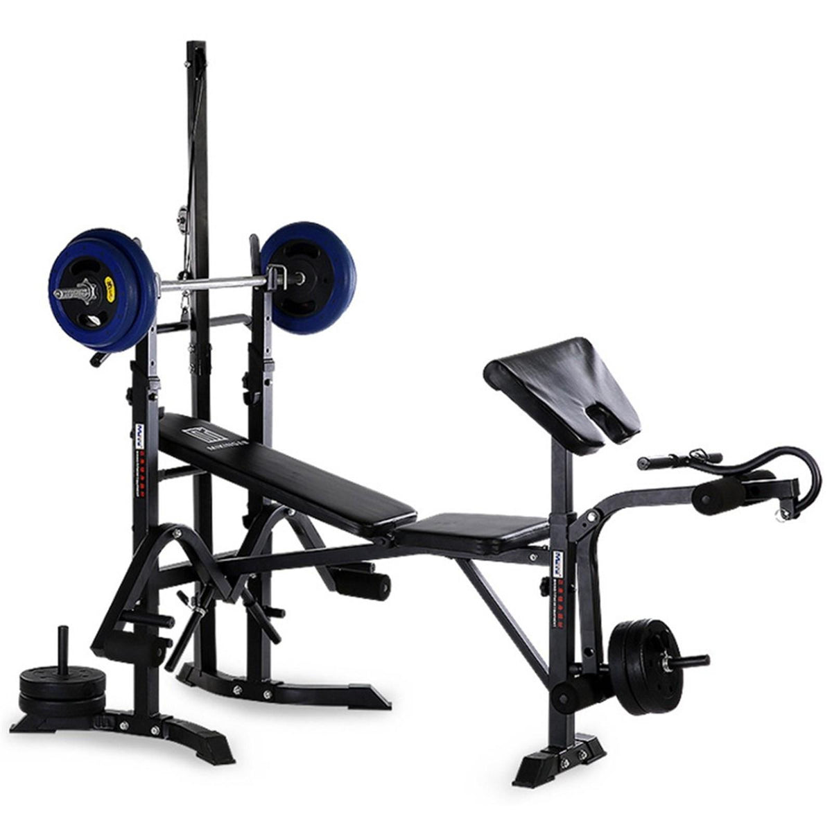 Hjcommed Adjustable Weight Bench, Foldable Workout Bench Incline Bench for Home Gym Strength Training, Adjustable Strength Training Bench with Preacher Curl, Leg Developer and Crunch Handle