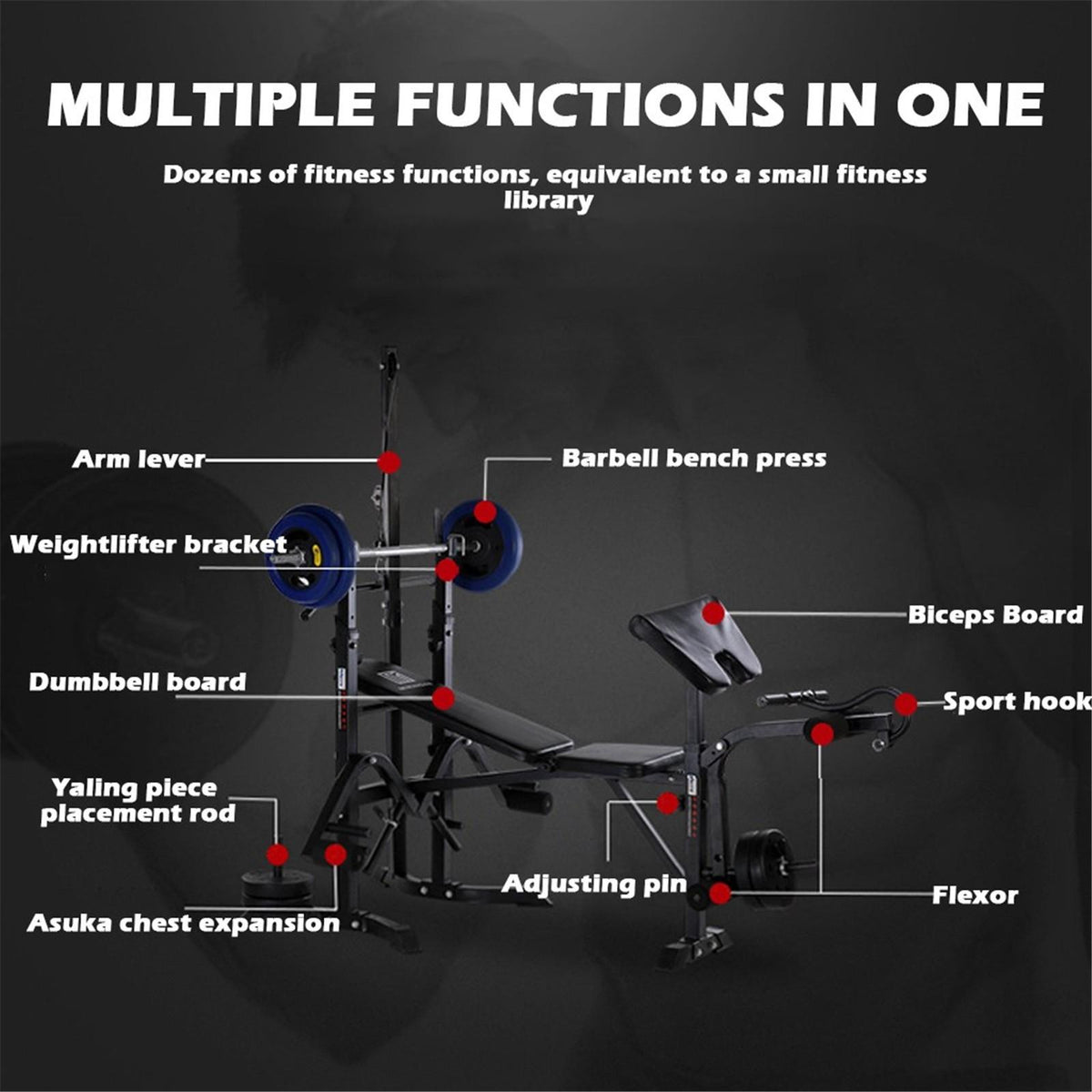 Botrong Standard Weight Bench with Leg Developer Multifunctional Workout Station Weight-Lifting Bed Machine for Home Gym Weightlifting and Strength Training Equipment