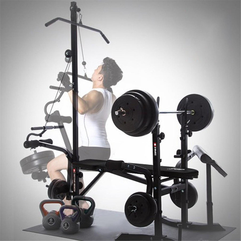 Hjcommed Adjustable Weight Bench, Foldable Workout Bench Incline Bench for Home Gym Strength Training, Adjustable Strength Training Bench with Preacher Curl, Leg Developer and Crunch Handle
