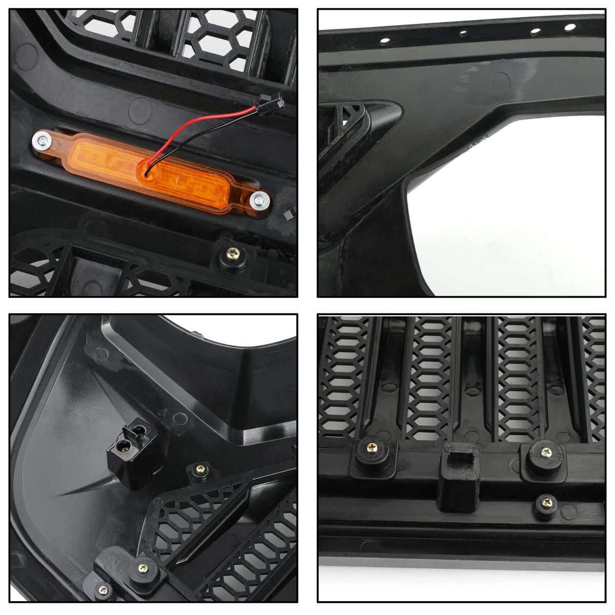 2018-2023 Wrangler JL Front Bumper Grille Grill With 5 LED Amber Light Generic