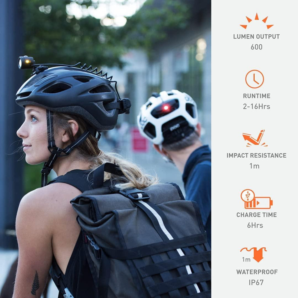 Light & Motion's Vis 360 Pro, The Most Advanced Lightweight Bike Helmet Light Combines a Powerful 600-lumen Front Light with a SafePulse Rear Light Delivers a 360 Degree Cone of Safety.