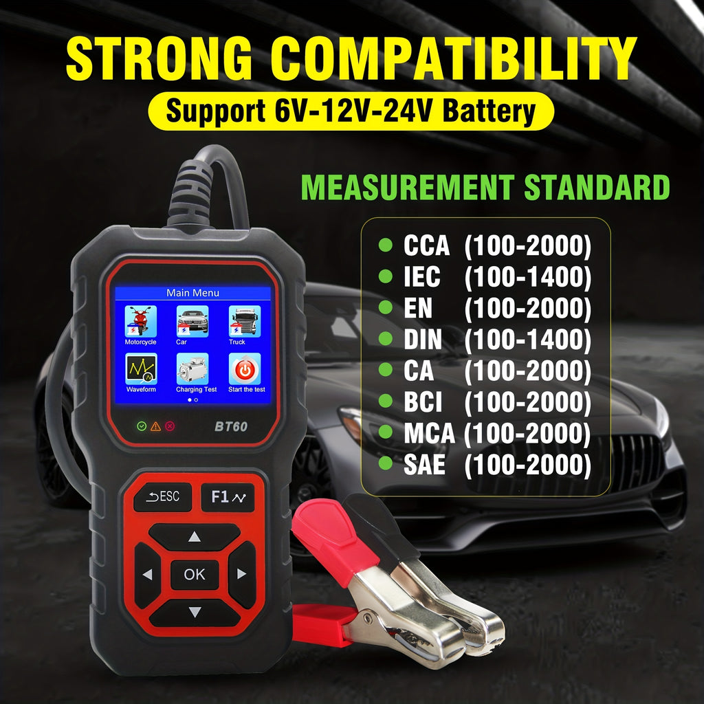 5V-36V Car Battery Tester, Automotive Battery System Tester Digital Auto Battery Analyzer Charging CranTester For Car Truck Motorcyle Vehicle RV