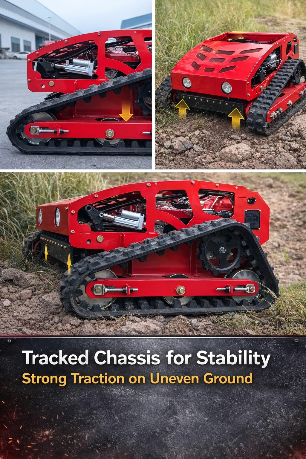 Remote Control Lawn Mower, 9HP Gas Powered 45° Slope-Capable Tracked Mower, All-Terrain Hillside Mowing Machine for Professional Landscaping