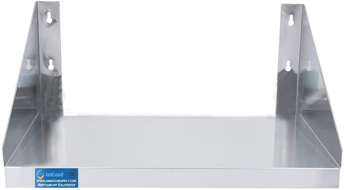AmGood  Steel Microwave Shelf | Metal Appliance Shelving | Heavy Duty | Commercial Grade | Wall Mount | NSF Certified | Silver (24" Length x 24" Width)