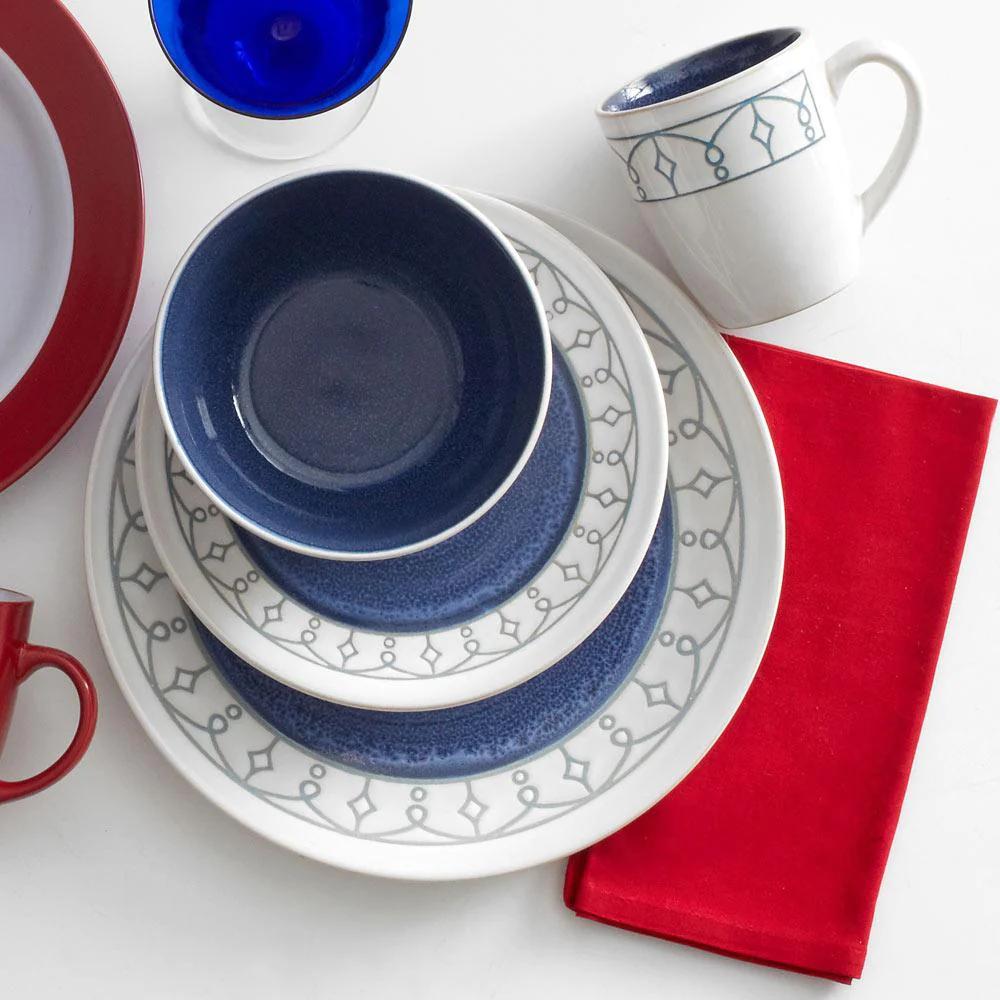 Remi Blue 16 Piece Dinnerware Set, Service for 4