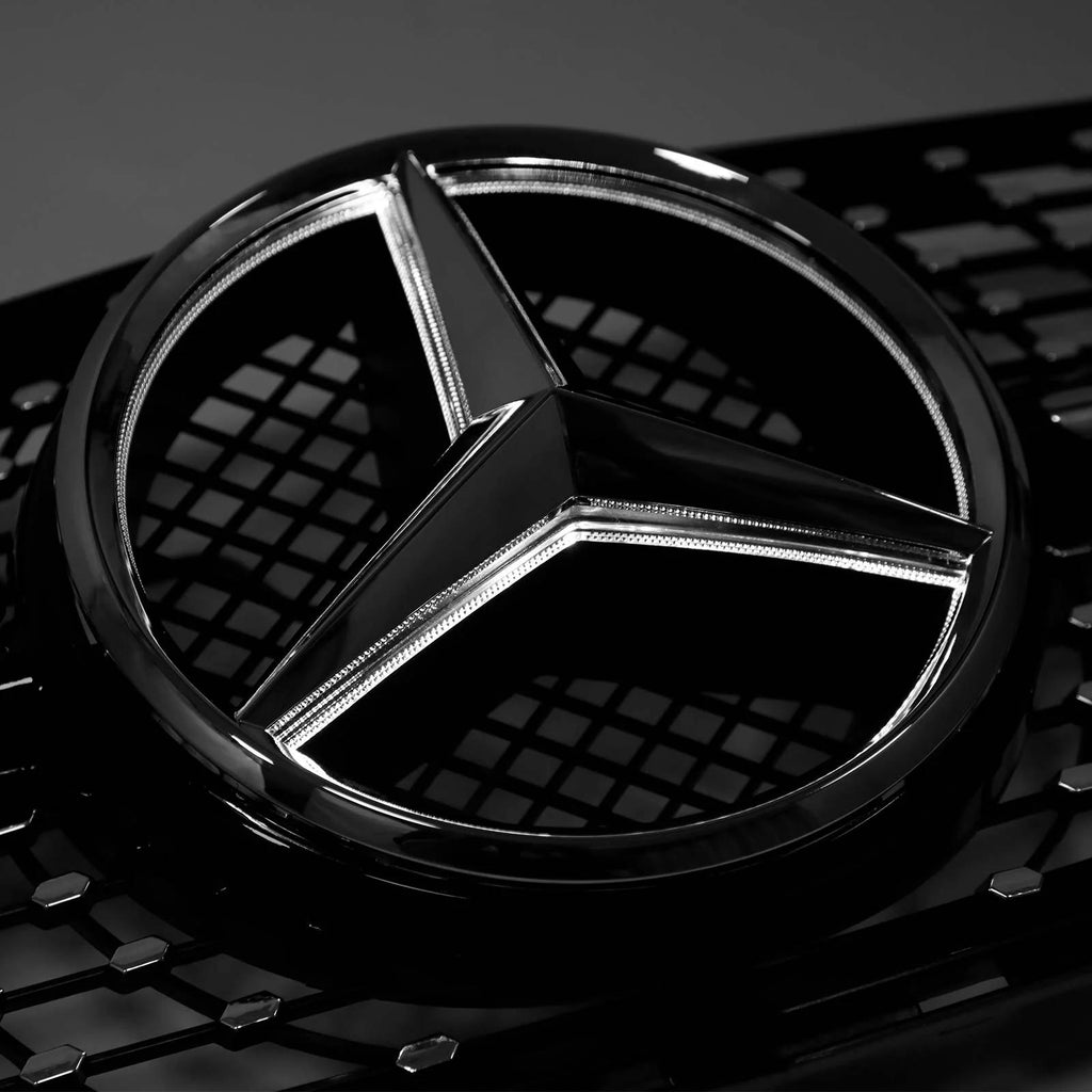 Benz W204 C-Class  C300 C350 2008-2014 Diamond Front Bumper Grill W/ LED Logo Generic