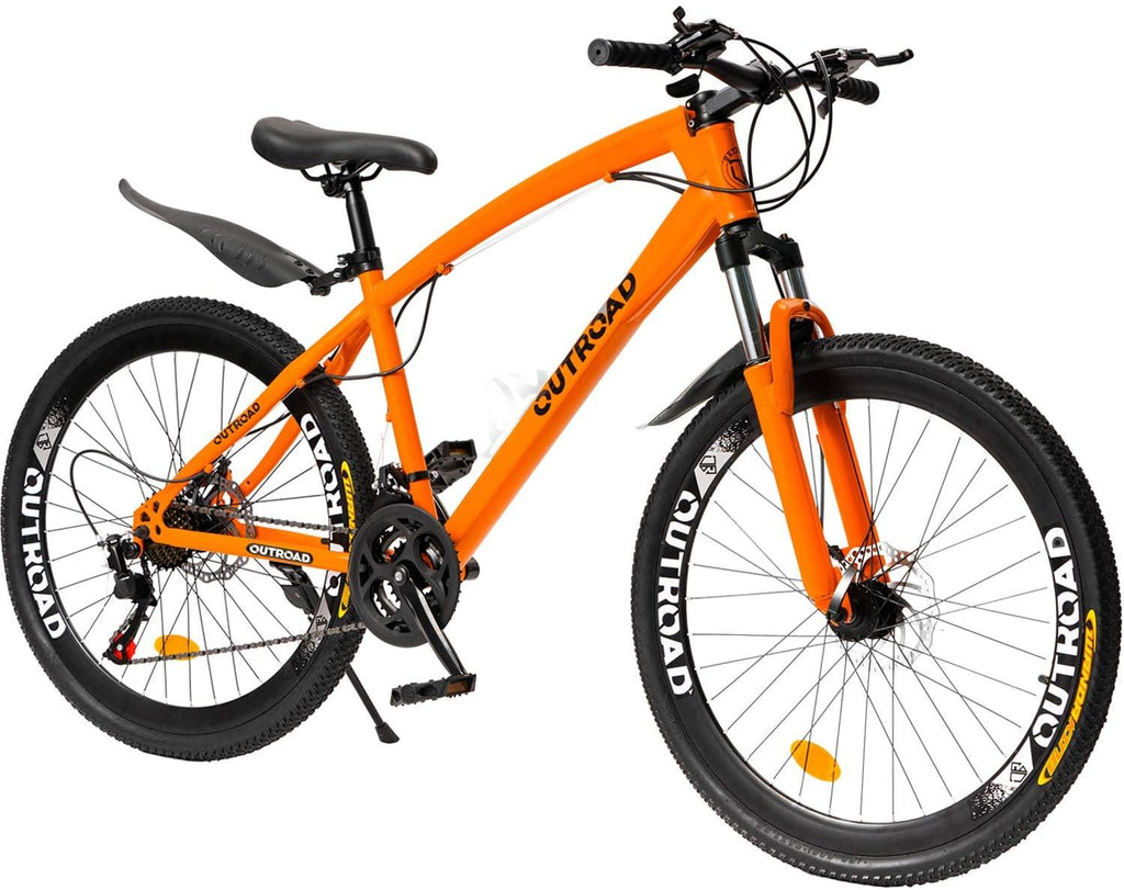 Outroad Fat Tire Mountain Bike 26 Inch Wheels Adult Bicycle, 21 Speeds Sand Trek Bike, Double Disc Brake Suspension Fork Big Tire Anti-Slip Bikes, Black or White