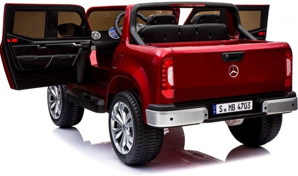 KIDS VIP 2x12V Limited Licensed 4x4 Mercedes Benz X Series 2 Seater Kids Ride On Car Truck, Toy, Leather, Lights, Eva Wheels, Remote, Bluetooth- Red