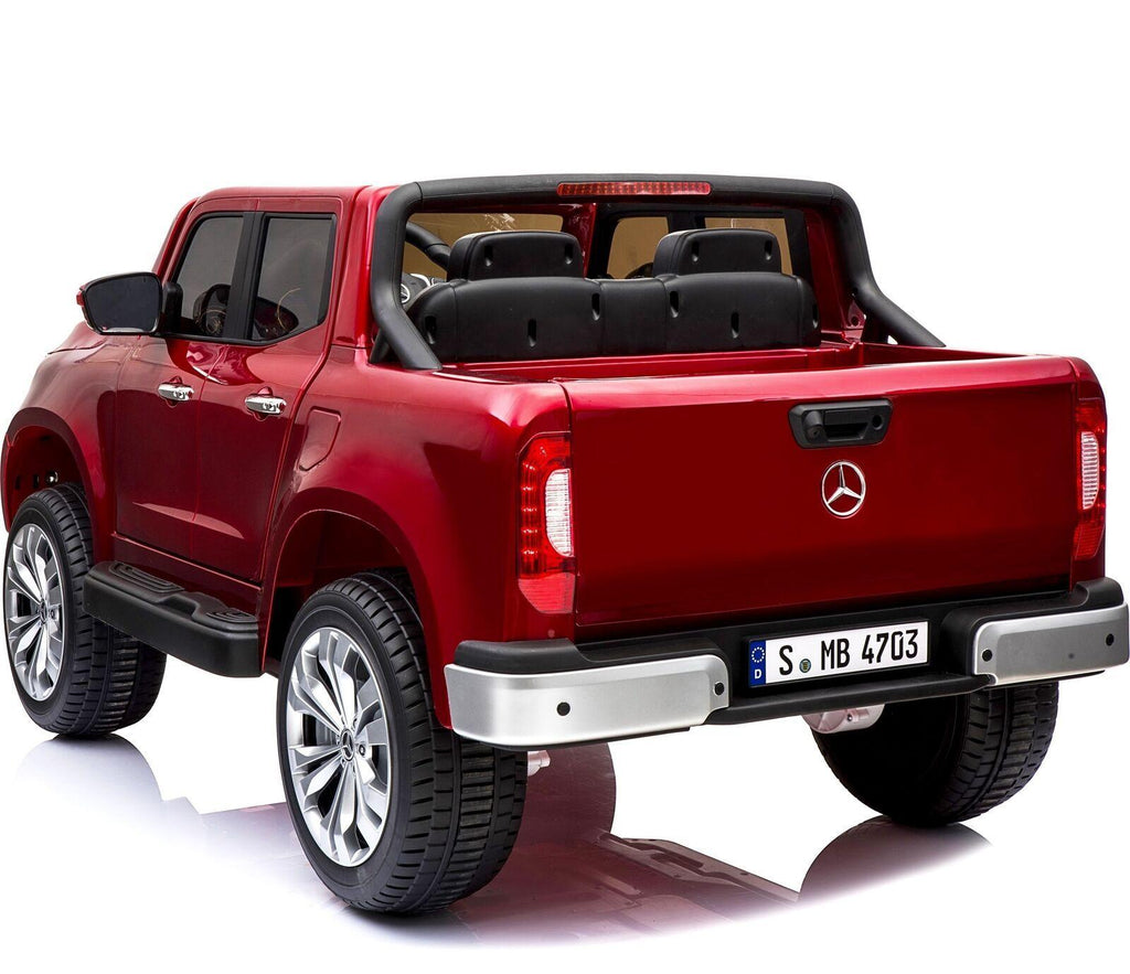 KIDS VIP 2x12V Limited Licensed 4x4 Mercedes Benz X Series 2 Seater Kids Ride On Car Truck, Toy, Leather, Lights, Eva Wheels, Remote, Bluetooth- Red