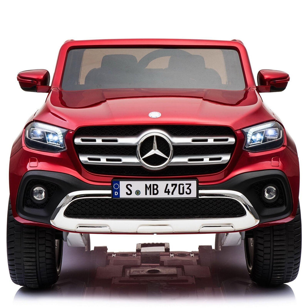 KIDS VIP 2x12V Limited Licensed 4x4 Mercedes Benz X Series 2 Seater Kids Ride On Car Truck, Toy, Leather, Lights, Eva Wheels, Remote, Bluetooth- Red