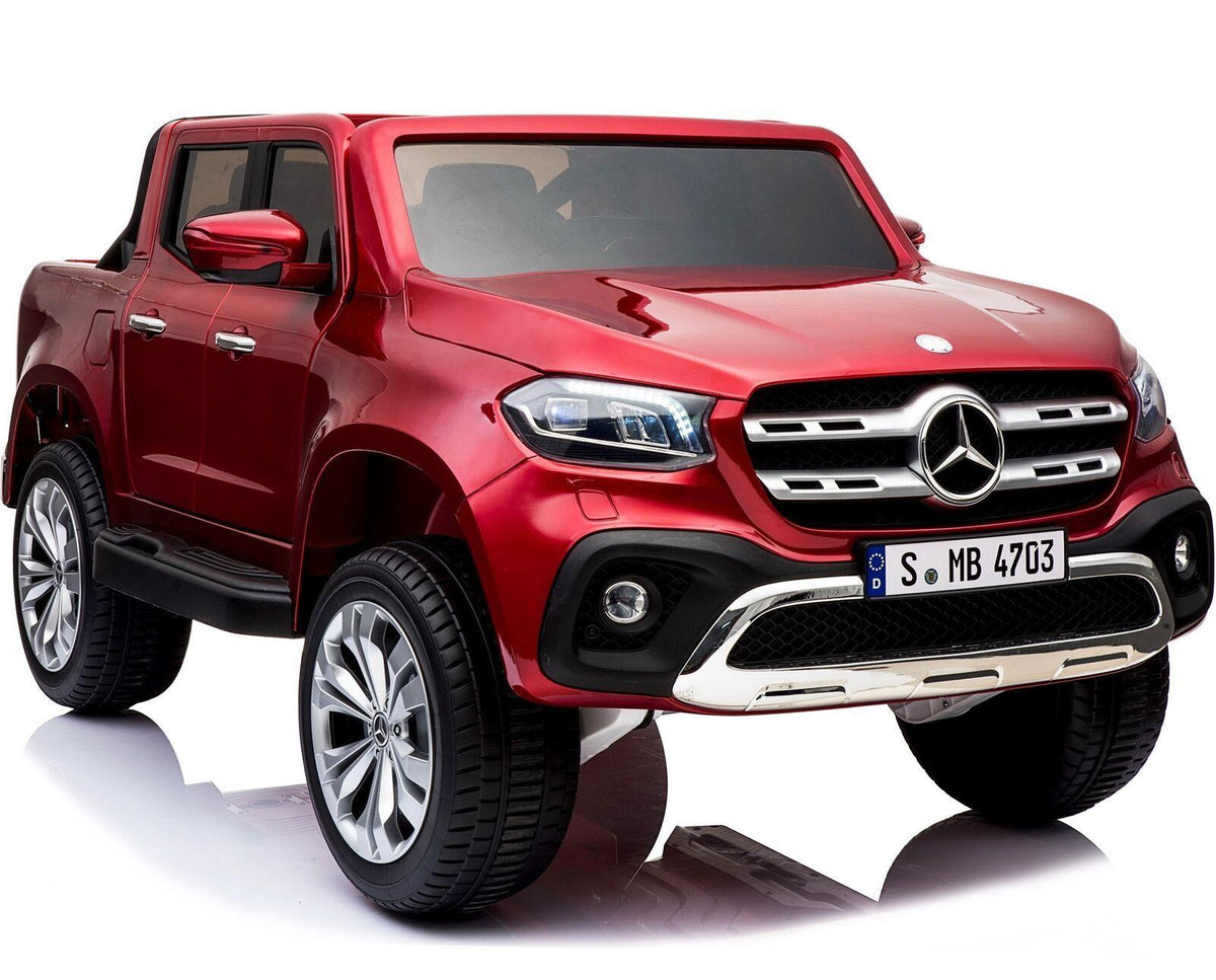 KIDS VIP 2x12V Limited Licensed 4x4 Mercedes Benz X Series 2 Seater Kids Ride On Car Truck, Toy, Leather, Lights, Eva Wheels, Remote, Bluetooth- Red