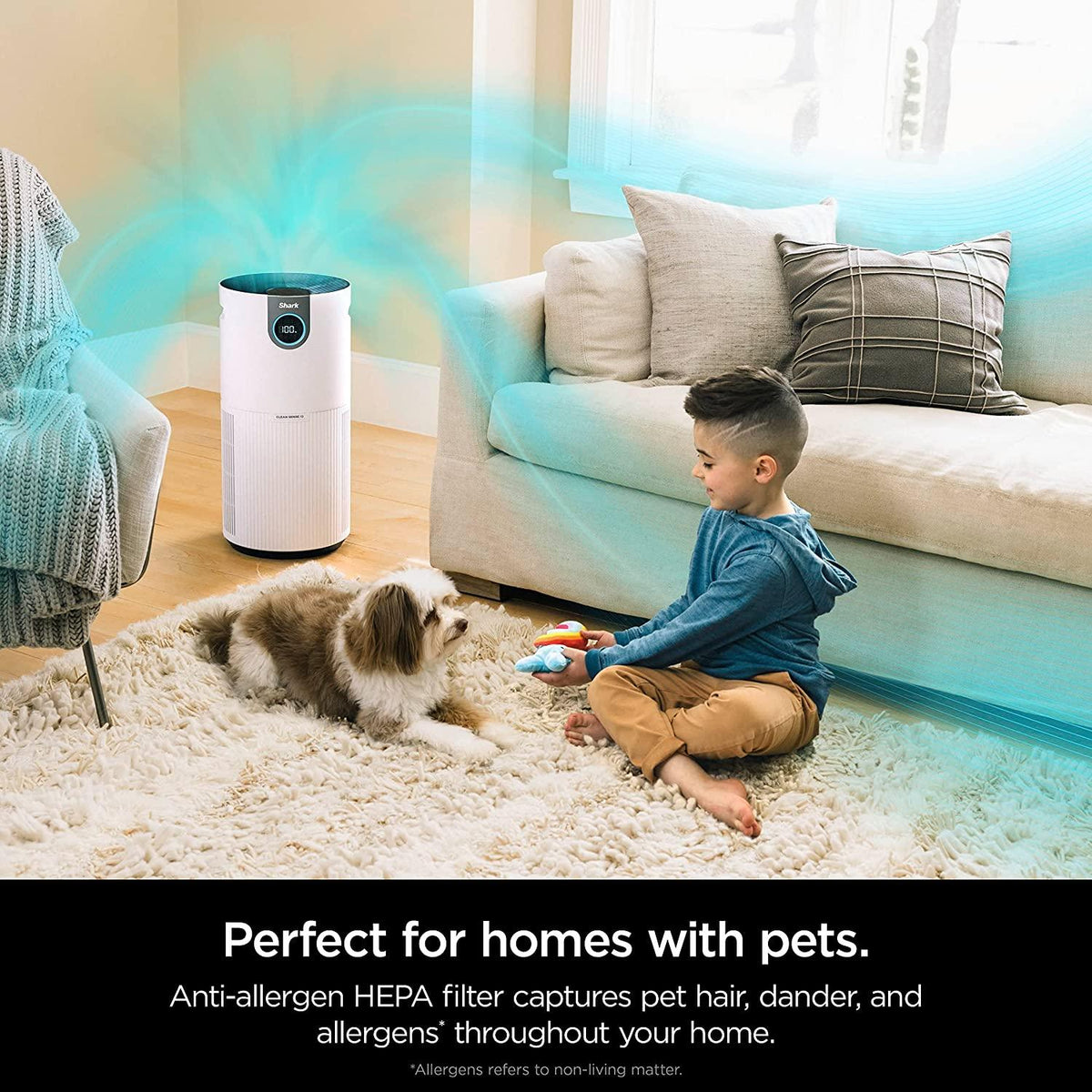 Shark HP201 Air Purifier MAX with True HEPA, Microban Antimicrobial Protection, Cleans up to 1000 Sq. Ft and 99.98% of particles, dust, allergens, viruses, smoke, 0.1–0.2 microns, Odor Lock, White