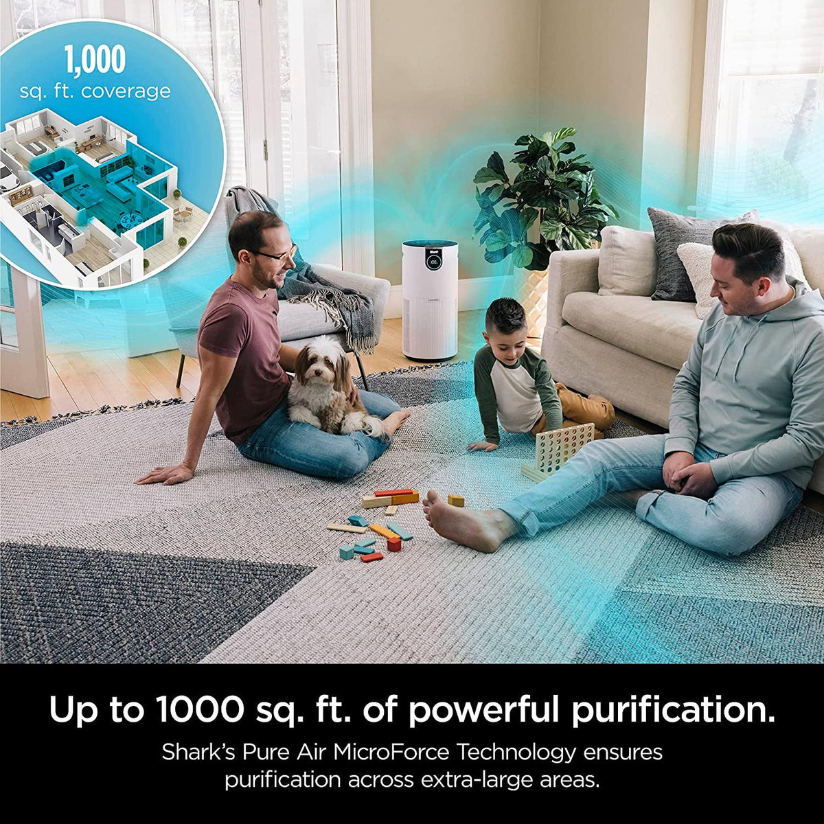 Shark HP201 Air Purifier MAX with True HEPA, Microban Antimicrobial Protection, Cleans up to 1000 Sq. Ft and 99.98% of particles, dust, allergens, viruses, smoke, 0.1–0.2 microns, Odor Lock, White