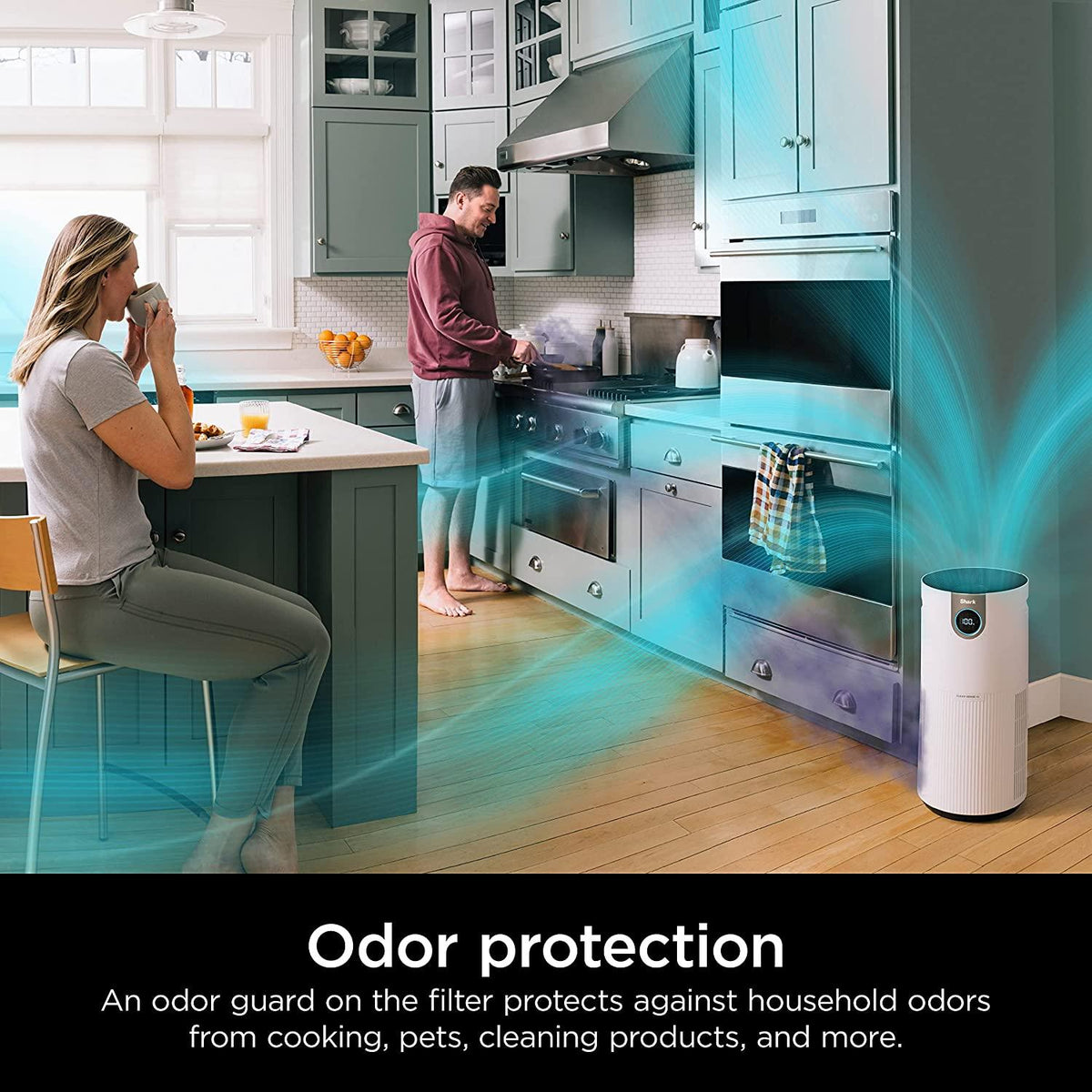 Shark HP201 Air Purifier MAX with True HEPA, Microban Antimicrobial Protection, Cleans up to 1000 Sq. Ft and 99.98% of particles, dust, allergens, viruses, smoke, 0.1–0.2 microns, Odor Lock, White
