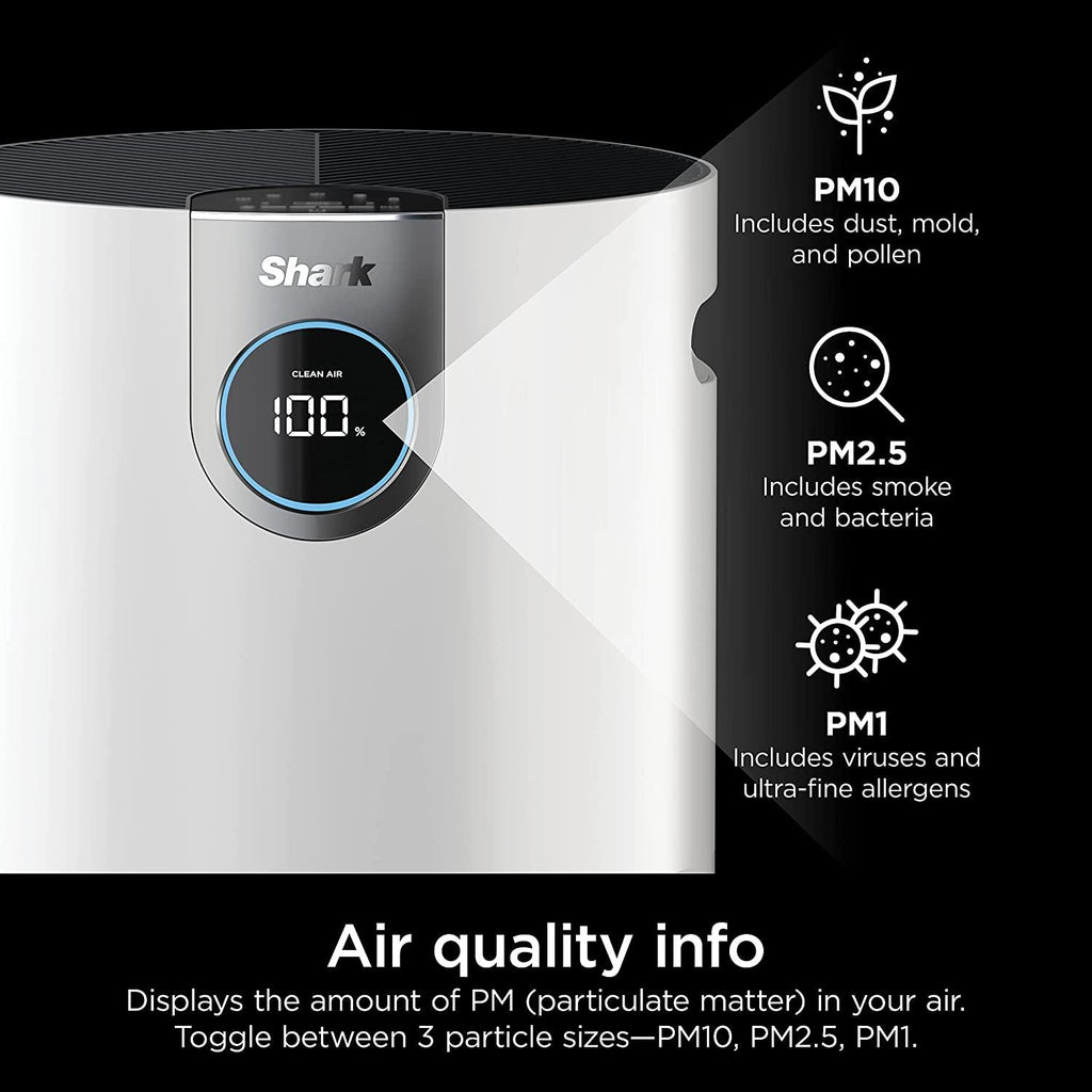 Shark HP201 Air Purifier MAX with True HEPA, Microban Antimicrobial Protection, Cleans up to 1000 Sq. Ft and 99.98% of particles, dust, allergens, viruses, smoke, 0.1–0.2 microns, Odor Lock, White