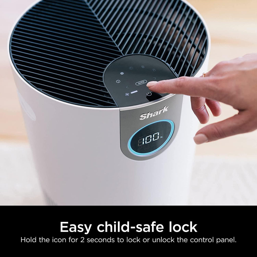 Shark HP201 Air Purifier MAX with True HEPA, Microban Antimicrobial Protection, Cleans up to 1000 Sq. Ft and 99.98% of particles, dust, allergens, viruses, smoke, 0.1–0.2 microns, Odor Lock, White