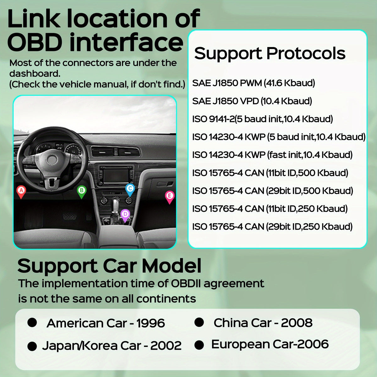 Auto OBDII  Diagnostic Scanner Tool Wireless 4.0, Car Fault Code Reader With Automatic Scanning, Check Engine Light Code Reader For OBD2