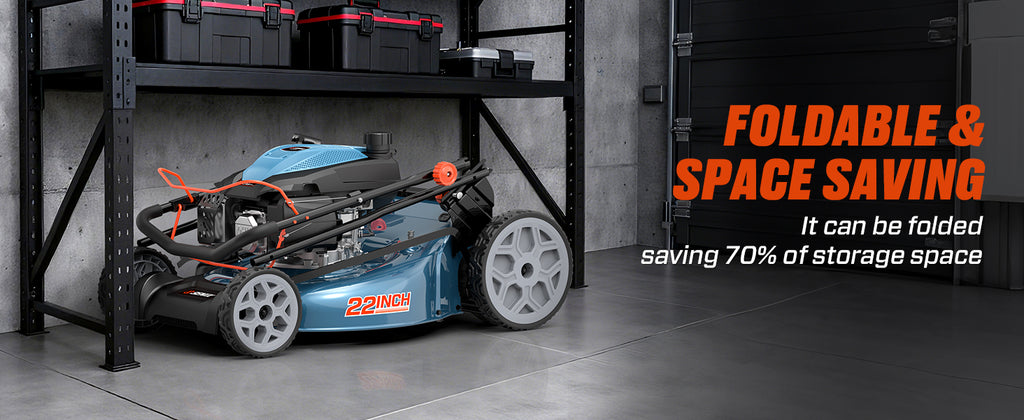 22 Inch 3-in-1 Gas Lawn Mower, 201cc Rear Wheel Single Speed Self-Propelled Mower, 4-Cycle Engine, Steel Deck, Mulching, Bagging, Discharging, 6-Position Cutting Height Adjustable, for Yard