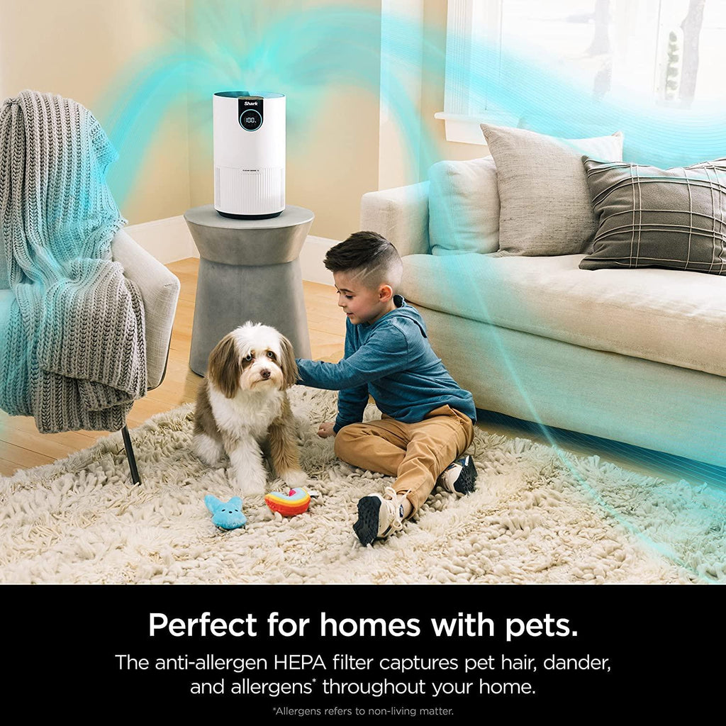 Shark HP102 Air Purifier with True HEPA, Microban Antimicrobial Protection, Cleans up to 500 Sq. Ft, Captures 99.98% of particles, dust, allergens, viruses, smoke, 0.1–0.2 microns, Odor Lock, White