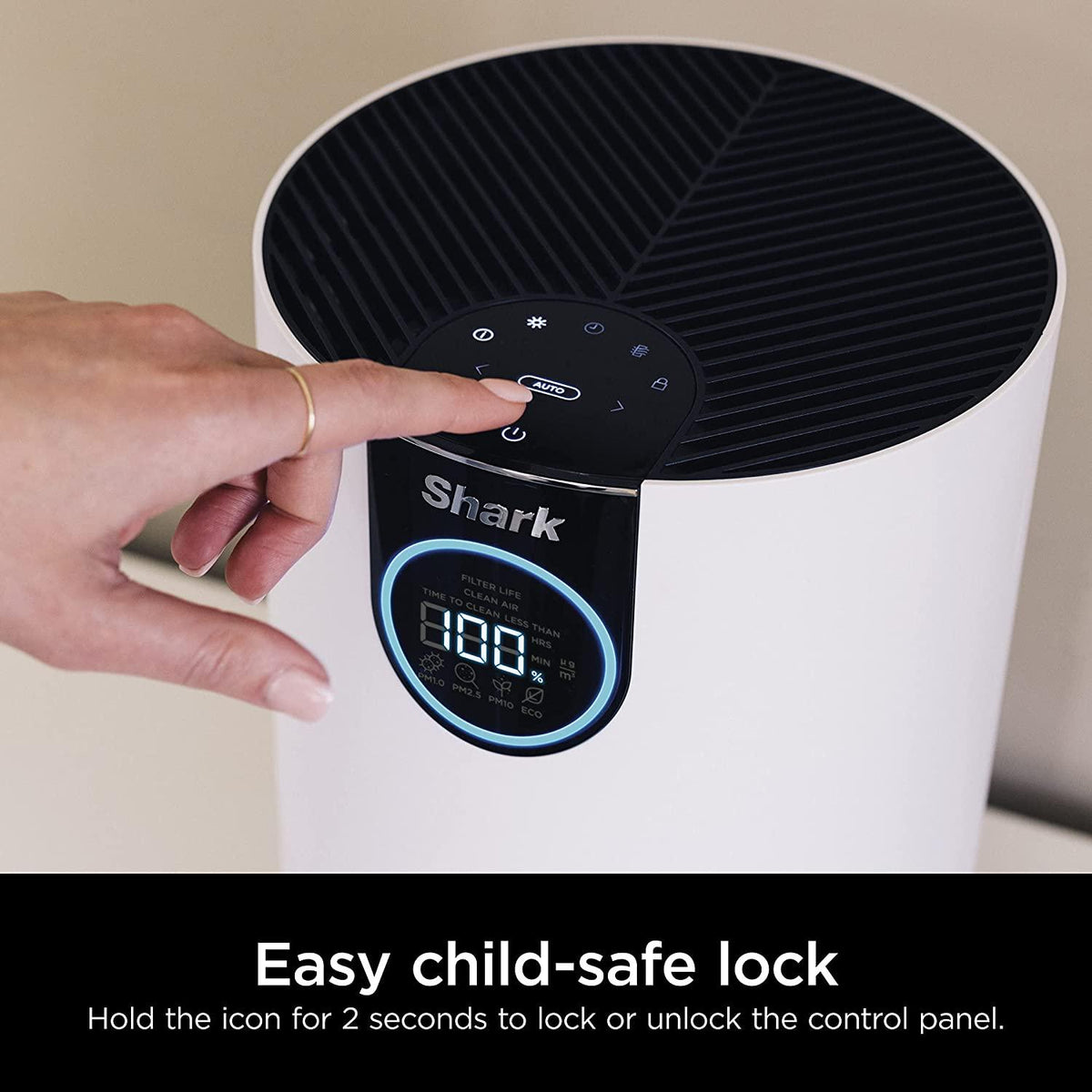 Shark HP102 Air Purifier with True HEPA, Microban Antimicrobial Protection, Cleans up to 500 Sq. Ft, Captures 99.98% of particles, dust, allergens, viruses, smoke, 0.1–0.2 microns, Odor Lock, White