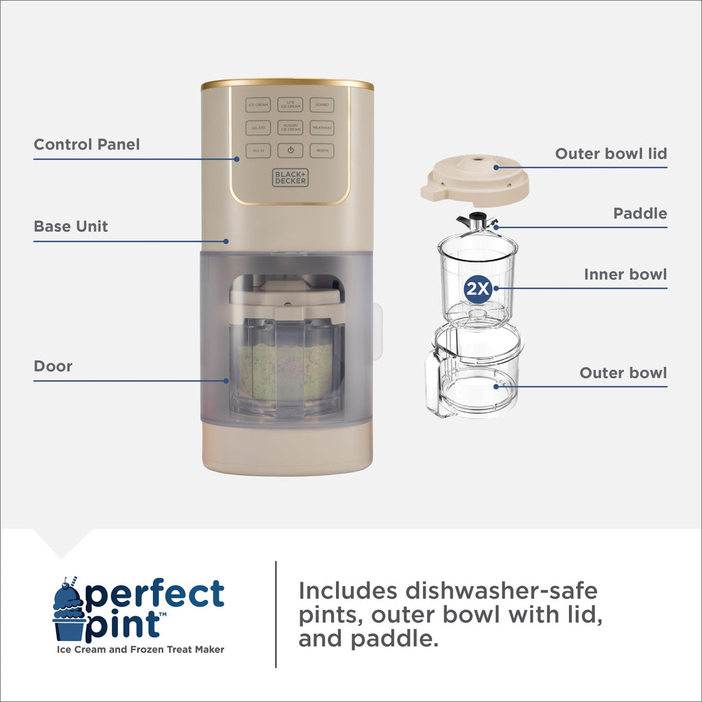 Ice Cream Maker for Families & Kids – Make Protein, Keto & Dairy-Ice Cream, Gelato & Milkshakes at Home – Easy Creamy Pint Machine with Mix-Ins