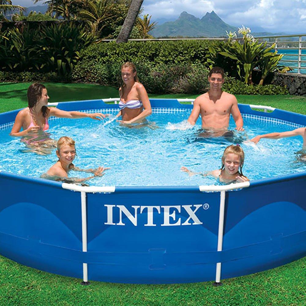intex 12' x 30" metal frame round pool (2 pack) &amp; replacement cartridge (6 pack)