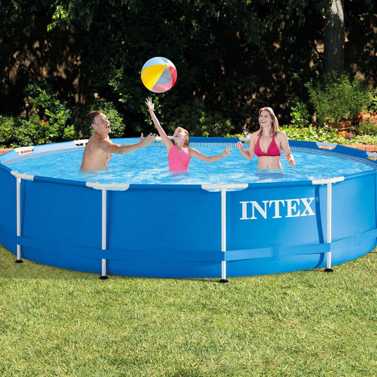 intex 12' x 30" metalframe round pool (2 pack) &amp; replacement cartridge (12 pack)