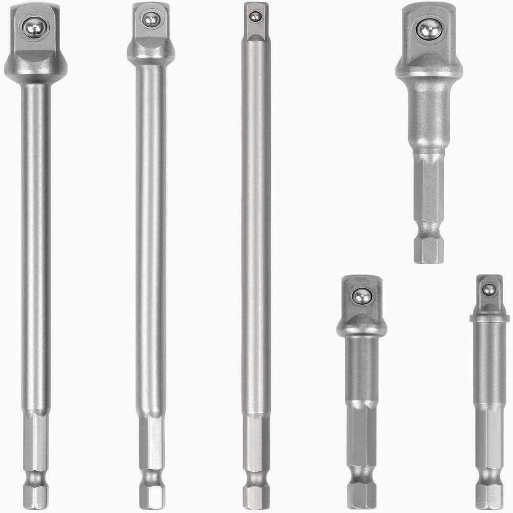 1/4" 3/8" 1/2" Drive 1/4" Hex Shank Conversion Joint Extension Rod Electric Drill Socket Joint Rod 3pcs/6pcs
