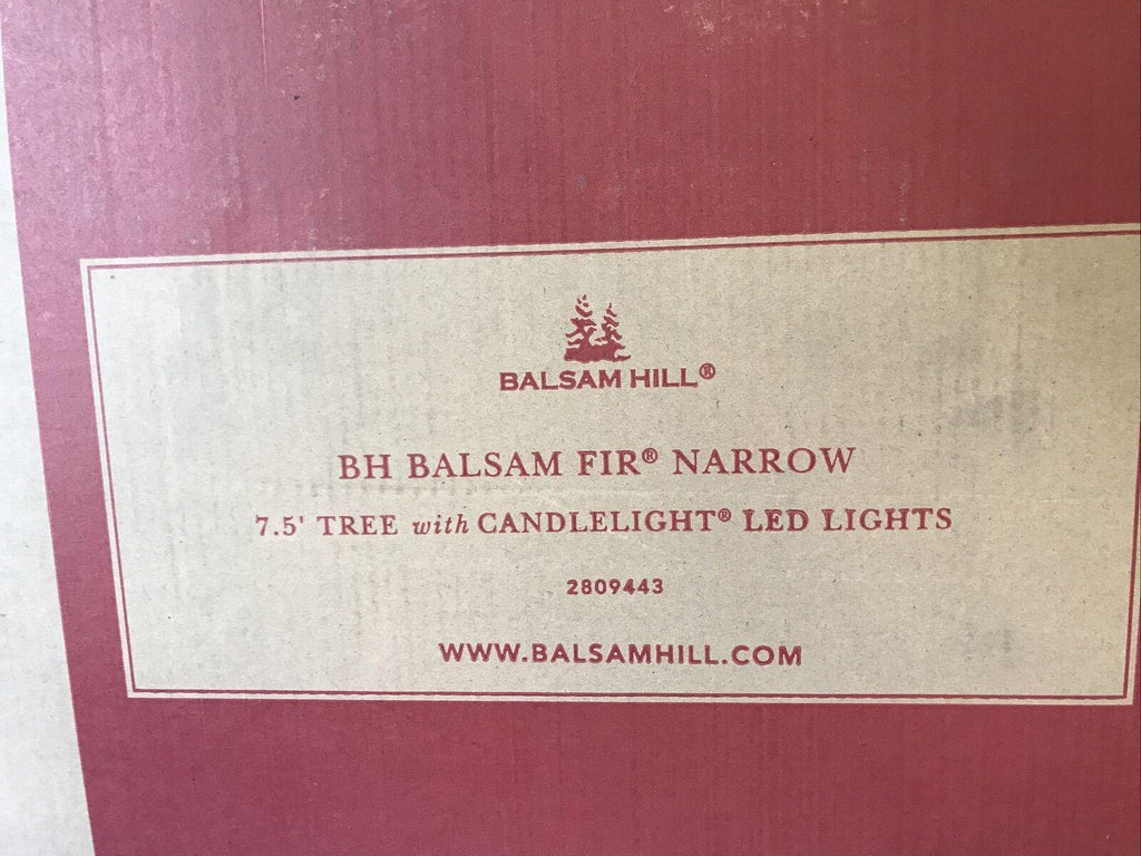 Open Box Balsam Hill Balsam Fir Narrow 7.5' Tree with Candlelight LED Lights