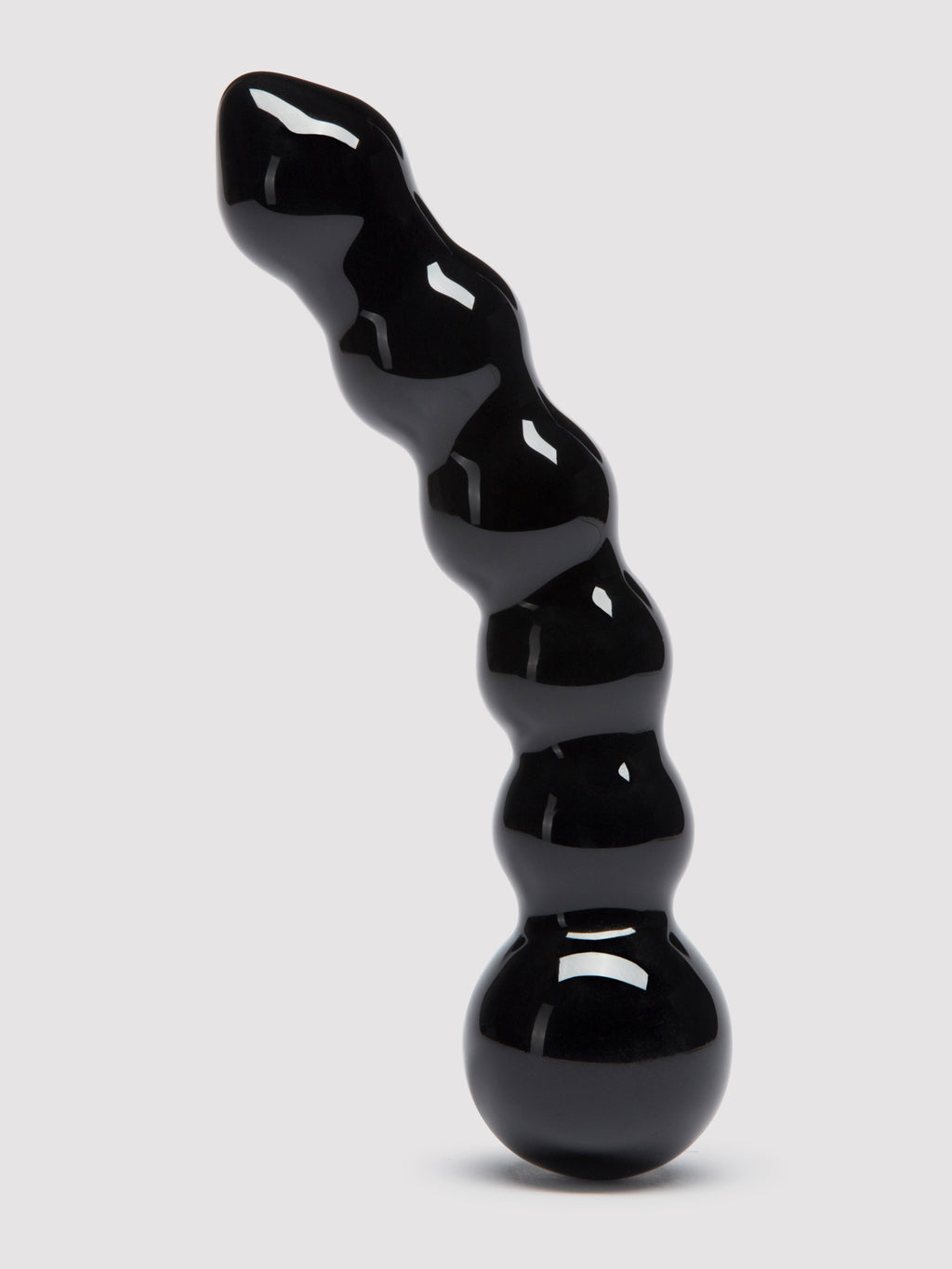 Lovehoney Beaded Sensual Glass Dildo 7 Inch, Black | Black