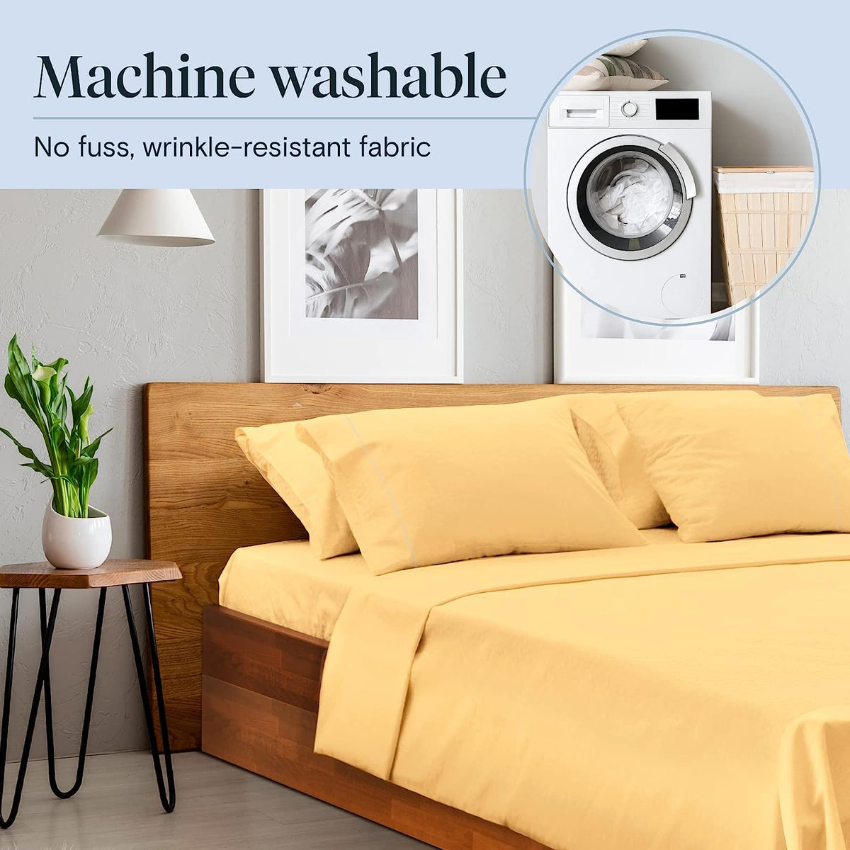 LuxClub 6 PC Queen Sheet Set Bamboo Sheets Deep Pockets 18" Eco Friendly Wrinkle Free Cooling Sheets Machine Washable Hotel Bedding Silky Soft - Butter Queen